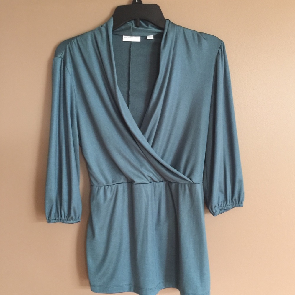 NY&C Stretch teal silky blouse